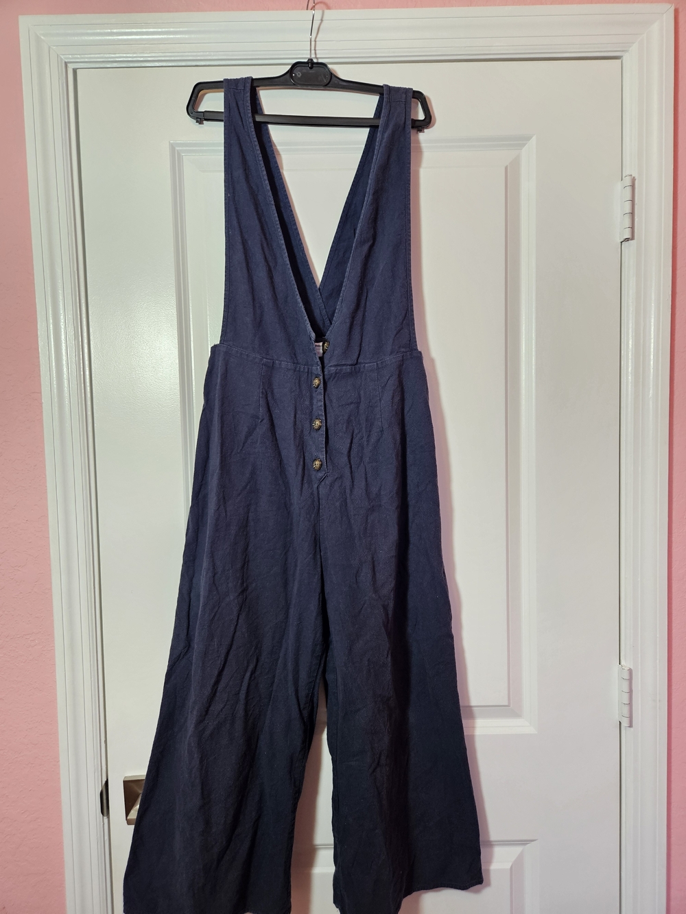 Sienna Sky Deep V Navy Wide-Leg Jumpsuit